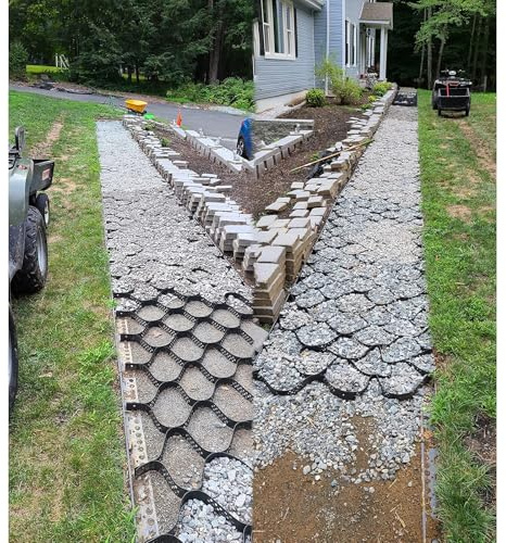 LWJSOCP Grilles de Gravier pour l'aménagement paysager des allées et des entrées de Garage, stabilisateur de Sol et de Boue avec Trous de Drainage, pavés perméables pour Pente de Cour Arri