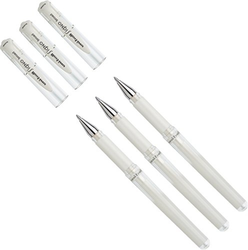 3 Stück Mitsubishi 146895 - Gelroller uni-ball SIGNO UM-153, Spitze: 0,6 mm, weiß