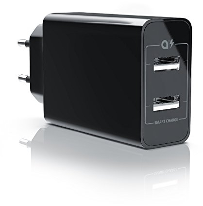 CSL - 24W USB 2 Port Ladegerät Netzteil Dual Port mit Smart Charge Solid Charge intelligentes Laden - kompatibel mit Apple iPhone iPad Asus Samsung Galaxy Note Google HTC Motorola Sony
