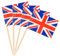 200pcs Union Jack Toothpicks British Sandwich Flags Food Cupcake Cocktail Sticks Picks Tableware King's Coronation Party Supplies Pub BBQ Royal Event Décor