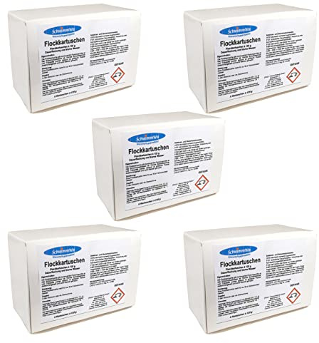 SchwimmWa Pool Flockkartuschen - Höhere Filtrationswirkung - Gegen Feinste Verunreinigungen - Kristallklares Wasser - 5 x 1kg - 40 Kartuschen