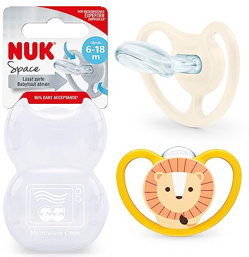NUK Space Schnuller | 6-18 Monate | Schnuller mit extra großen Belüftungsöffnungen | BPA-freies Silikon | 2 Einheiten | Koala/Tiger oder Eule/Panda (passendes Design)