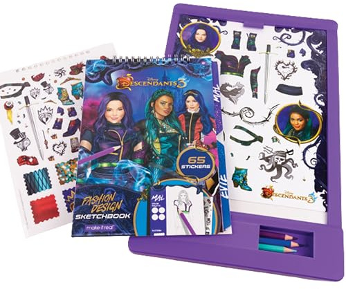Make It Real Disney Geschenke Descendants 3 Die Nachkommen Papier-Set zum Nachzeichnen – Kunst- und Bastelarbeiten für Kinder - Geschenke für Lückenkinder