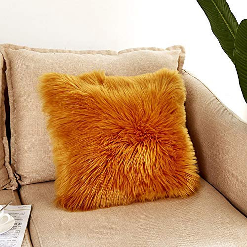 YLXD Kissenbezug Cashmere-Feeling Kopfkissen Sofa Lendenkissen,Kunstfell Reißverschluss Kissenhülle Kissenbezüge Fellkissen Sofakissen Wildfell Fell Bezüge Kissen Hülle Sofa Deko Hüllen
