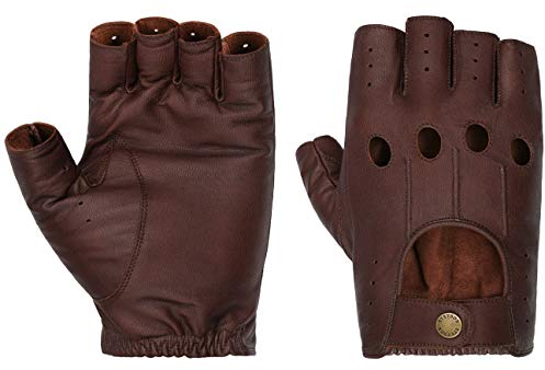 Stetson Summer Oily Goat Nappa Handschuhe - Fingerlose Handwärmer - Elegante Lederhandschuhe mit Druckknopf - Herren - Frühjahr/Sommer braun 9 HS