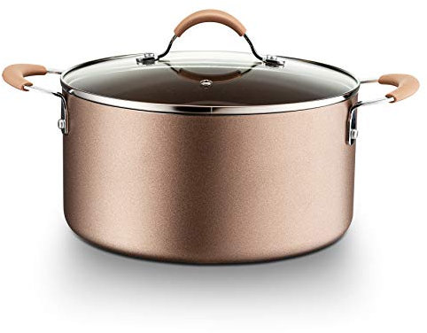 NutriChef PRTNCCW14SDOP Durable Non-Stick Cookware Dutch Oven, Large Pot | 5 Quarts, Compatible Models NCCW14S & NCCW20S, One Size, Brown, Steel