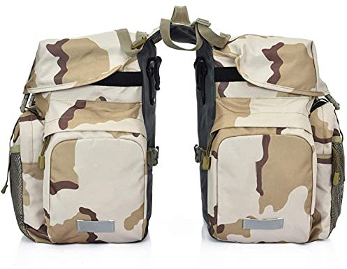 BUMSIEMO 50l Fahrradtasche Wasserdicht Rücksitz Kofferraumtaschen Sattel mit Regenschutz Camouflage