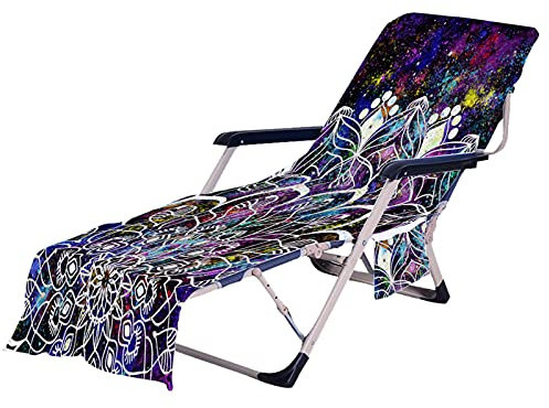 Strandkorb-Handtuch mit Seitentaschen, 3D Bunt Sternenklarer Himmel Mandala Böhmen Stil Strandtücher für Sonnenliege, Pool, Garten, Strand, Hotel, 210 x 75 cm (Farbe 5,75 × 210 cm)