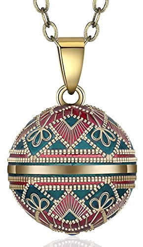 EUDORA Harmony Ball Collana Chiama Angeli Gravidanza Ciondolo Messicano Ciondolo Campana per Regalo Originale Madre Donna, Catena da 76 cm + 114 cm