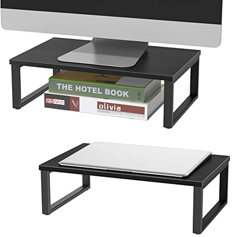 Monitorständer，Monitorständer Riser, Bildschirmerhöhung,2 Stück, Erhöhung, Computerständer, für Laptop, Computer,Notebook, PC,40CM，Holz,Schwarz