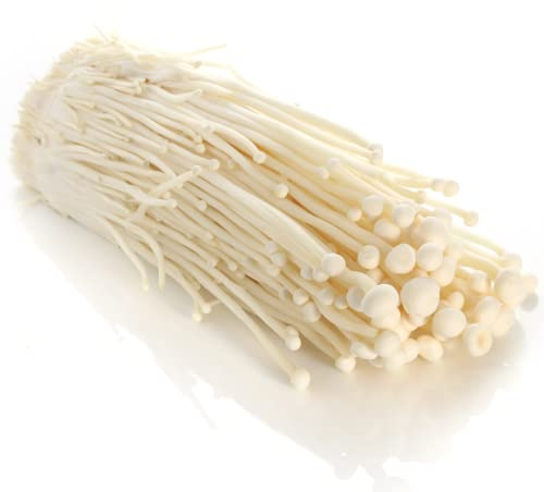 Enoki Mushroom 100g x 5 Pack – Fresh Enoki Mushrooms, Premium Long-Stem White Mushrooms for Ramen, Hot Pot, Stir-Fries, Soups, Salads, Restaurants & Home Cooking