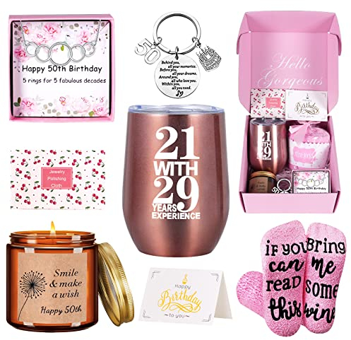 Tecanne cadeau 50 ans femme, panier cadeau personnalisé unique pour meilleures amies, sœurs, mamans, épouses