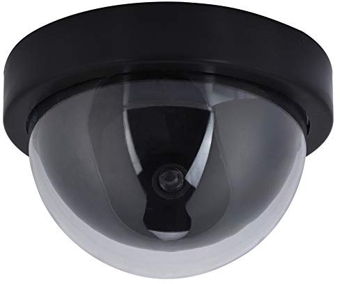 Dummy Falso Simulato Sorveglianza Sicurezza CCTV Telecamera Dome Indoor Outdoor con Una Luce LED, Avvertenza Adesivo Avviso di Sicurezza con 1 Luce LED