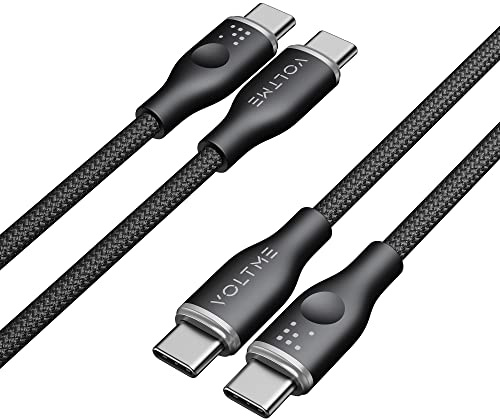 VOLTME Lot de 2 Câble USB C vers USB C PD 60W Nylon Tressé 1,0m, RUGG Câble USB-C Type C Charge Rapide Compatible avec MacBook, MateBook, Pixel 7/6 Pro/5/4XL, iPad Pro, Galaxy S21/Plus, etc (noir)