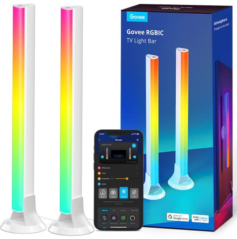 Govee Smart LED Light Bars, WiFi da 15 Pollici con Doppie Perle Luminose, Barre Luminose con Diverse Opzioni Adatte a TV da 45-70 pollici, Funziona con Alexa e Google Assistant, Colore Bianco