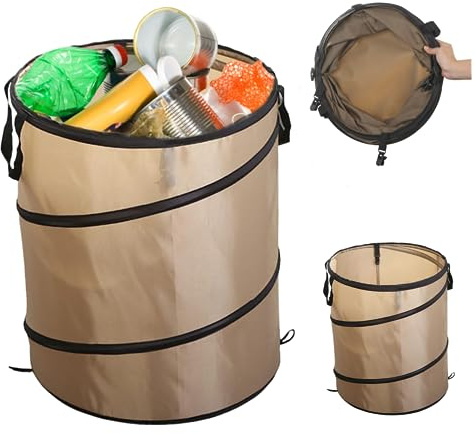 SMELEYOU Pop Up Garden Waste Bag 10 Gallon Collapsible Camping Bin Trash Can with Handles Reusable Garden Bin Garden Rubbish Bags for Camping Garden Hiking Picnics
