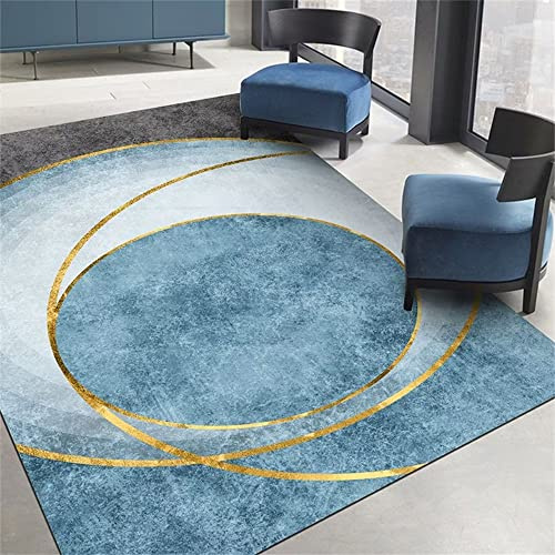 RUGMRZ Tappeto Runner Scendiletto Camera Da Letto 3 Pezzi Tappeto grigio blu con decorazione in filo d'oro, lavabile geometrico 80 x 160 cm