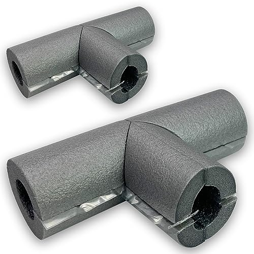 Rohrisolierung selbstklebend Grau Dämmung Isolierung Isolierschlauch Heizung Sanitär PE Isolierung Made in EU (2x T-STÜCK - 18 x 13 mm)