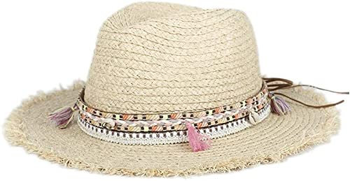 Sombrero de paja para el sol de verano, sombrero de panamá, sombrero de playa, sombrero de playa para hombre, gorra de protección UV (color: natural, tamaño: 6 7/87 1/8), natural, 49