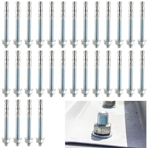 M10 X 100 Mm Tasselli Per Cemento Armato, 30 Pz Ancoraggi A Cuneo Zincati,tasselli in Metallo Tasselli Ancoranti Maschio Per Balaustra, Travi, Finestre, Macchinari, Muri Tende