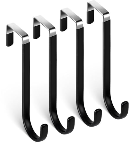 flintronic Perchero Puerta, 4 Piezas Acero Inox Gancho Puerta Colgador Puerta, sin Taladrar gancho pared ganchos para colgar ropa, Colgador Puerta Utilizable en Ambos Lados, Para Dormitorio, Baño