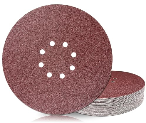 Disque Abrasif 225 mm, 30 Pièces Grain P320 8 Trous en Rouge, Disques Abrasifs Auto-Agrippants Pour Ponceuses à Long Cou, Ponceuse Platre
