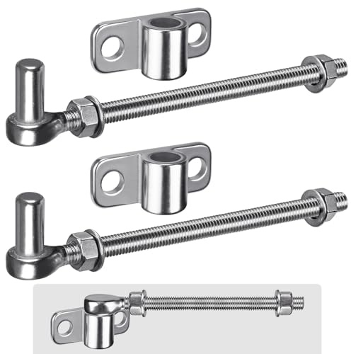 Insaga Torscharnier M12, 2er Schwerlast Gartentor Scharnier 16mm Kloben J-haken zu Bolzen mit Horizontal Augen Platte Edelstahl Zauntor Torangel Verstellbar zum Schraube für Hoftor/Holzzaun, 254mm