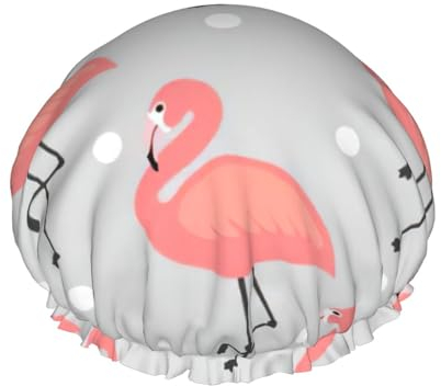WURTON Weiche Duschhaube für Damen, Flamingo-Druck, wiederverwendbar, umweltfreundlich, Badehauben