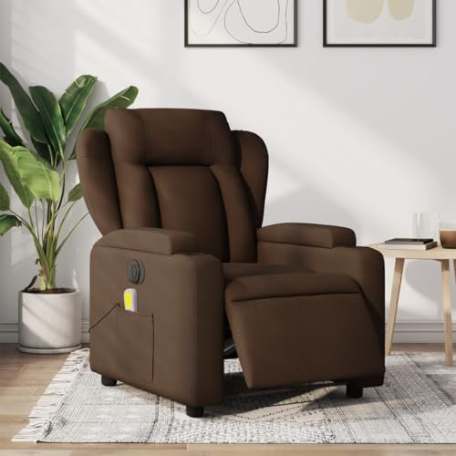 Homgoday Massagesessel Elektrisch Fernsehsessel Relaxsessel mit Liegefunktion Massagesessel Sessel mit Verstellbare Rückenlehne Liegesessel Ruhesessel Einzelliegesessel Wohnzimmer Braun Stoff