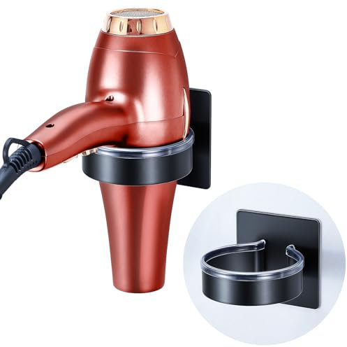 YYBO Fönhalter Ohne Bohren, Föhnhalter Schwarz, Föhn Halterung Haartrocknerhalter, Föhnhalter Wand Ohne Bohren, Fönhalterung Bad, Selbstklebend Haartrockner Halterung für Föhn Aufbewahrung