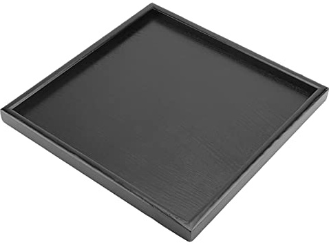Msiud Plateau Bois Massif Rectangulaire, 30x30cm Noir Plateau de Service Professionnel Hôtel Restaurant avec Poignée Surface Antidérapante Facile à Nettoyer Design Élégant sans Rebord