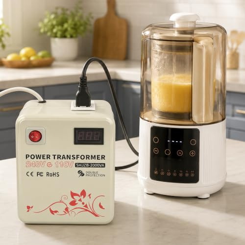 uyoyous Transformer Step Down 2000w from 240v to 120v Voltage Converter | US to UK Step Down Voltage Converter with Voltage Display Screen with Temperature Control Circuit Breaker Protection