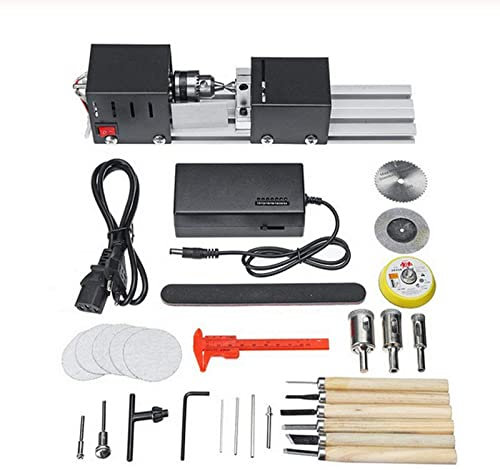 200W CNC Mini Lathe Machine Tool, Benchtop Woodworking Mini Lathe Machine, DIY Woodworking Wood Lathe Milling Machine Grinding Polishing Beads Drill Rotary Tool Set