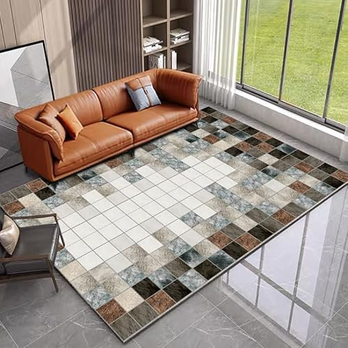 Teppich Weiße Geometrie Flauschig Kurzflor,Mikrofaser Super Weich,Anti-Rutsch,Waschbar,Teppich Webteppich Für Wohnzimmer,Flur,Schlafzimmer Teppichläufer 120X160Cm