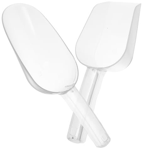 Cabilock Plastic Ice Scoop and Food Grade Flour Shovel, Large Round and Square Grain and Cereal Scoops, Kitchen Storage Accessory for Ice Cubes and Dry Ingredients, 2pcs Set