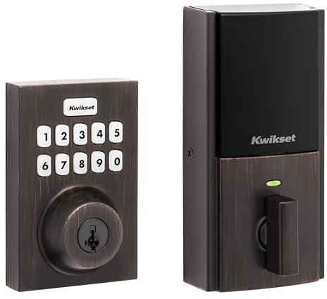 Kwikset HomeConnect 620 Z-Wave Long Range Enabled Keypad Smart Lock with Convenient Keyless Entry, Customizable User Codes, S2 Security and SmartStart Provisioning Venetian Bronze Contemporary