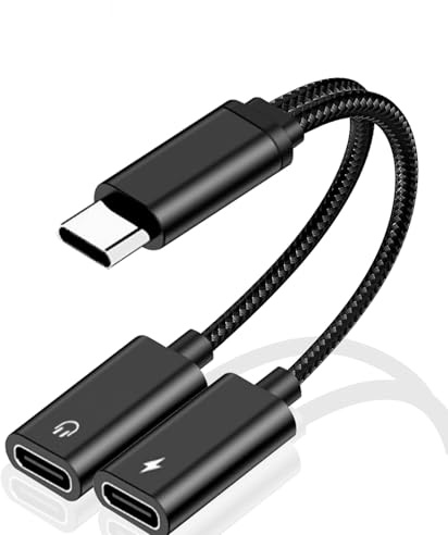 Adaptateur Double USB C 2 en 1, Cable Double USB C Chargeur et Casque Audio