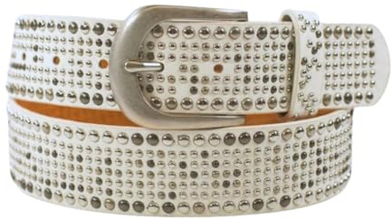 Damengürtel mit Nieten, Strass-Nieten-Besatz, Synthetikgürtel im Vintage-Style, Breite ca. 3,8 cm