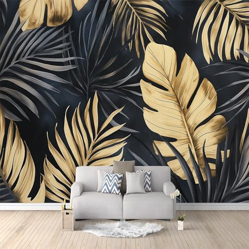 Papier Peint de Photo Feuilles Feuilles De Palmier De Luxe 400x280 cm Papier Peint Murale intissé Panoramique, Papier Peint Personnalisé Pour Garçon Fille Ado Chambre Salon Décor
