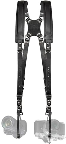 JUSTHERE Camera Harness, Dual Camera Harness for Photographers, Leather Camera Strap for Two-Cameras for DSLR/SLR Strap