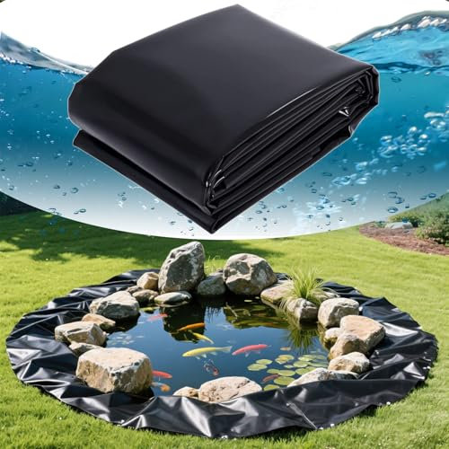 qodxcrfv Pond liner 10m×14m Flexible Fish Pond Bed Liners Pool Membrane Black Heavy Underlay Garden Fish Ponds Preformed Liners Foldable Impermeable Film for Waterfall Water Garden Proof Ponds
