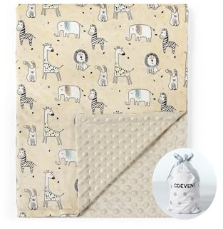 CREVENT Morbida e calda coperta in visone, confezione regalo con nastro per neonati, culla e passeggino, per tutte le stagioni (75 x 100 cm)