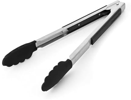 KitchenAid Silicone Tipped Side Locking Tongs, Black, 12 Inch