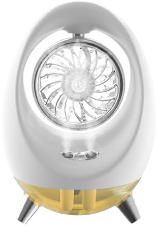 Ventilador de niebla, ventilador de niebla de refrigeración por agua con luz, 2000 mAh recargable para verano, clima cálido, patio, camping, viajes, oficina, mesa de escritorio