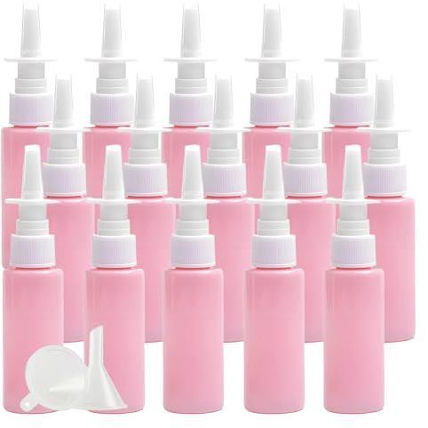 PQPAUTY 50 Pièces Flacon Pulvérisateur Nasal 50ml Rose, Petit Flacon Vaporisateur Rechargeable en Plastique, Spray Nasal Vide pour Huiles Essentielles, Solution Saline, Voyage et Maison