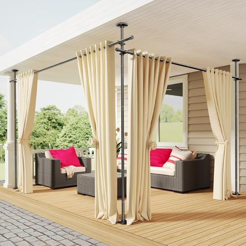 SUNALLY Room Divider Curtain Rod, No Drilling 4-10ft(H) 28-140inch(W) Adjustable Privacy Wall Divider for Room Separation, Heavy Duty Temporary Partition Space Separator Tension Rods, Black