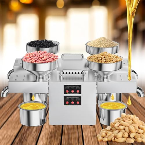 Macchina automatica della pressa dell'olio, estrazione dell'olio caldo/freddo 2400W per semi e olio d'oliva, riscaldamento a temperatura costante di 210°, velocità di pressatura 12-25kg/h, acciaio