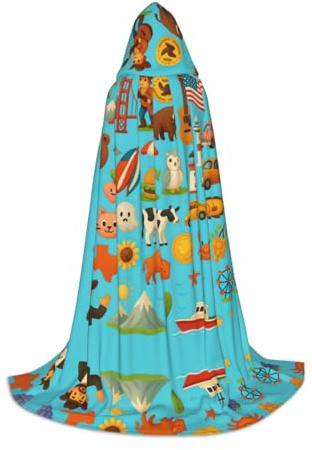 DUWAA Amerikanische Symbole und Symbole, bedruckt, Halloween-Kostüm, Kleidung, Halloween, Mittelalter-Kostüm, Umhang für Damen und Herren, Renaissance-Umhang mit Kapuze