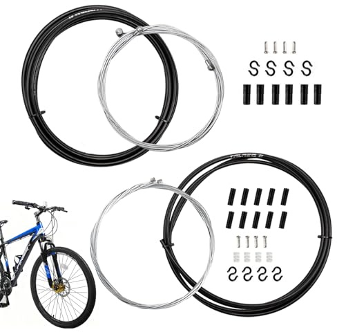 Bike Brake Gear Shifter Cable Kit, Bicycle Brake Cable Set, Black | Universal Bike Inner Brake Cable Housing Kit for Mountain Road Bike Repair