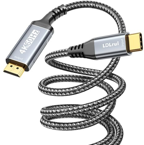 LDLrui Cable USB C a HDMI 4K @ 60Hz 2 m, tipo C a HDMI UHD cable para Thunderbolt 3, iPhone 17/16 Pro/15, MacBook Pro/Air 2018, iPad Pro, Galaxy S25/S24/S10/S9, Surface Book